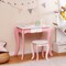 Girls Dressing Table and Stool Set with Rotating Mirror Storage Drawer White Pink